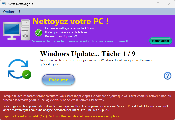Alerte Nettoyage PC